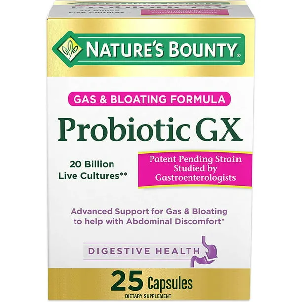 Nature&#039;s Bounty Gas/Bloating Formula ProbioticGX 25 Capsules Exp:10/24