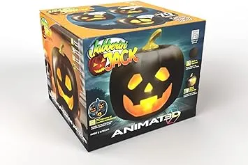 Jabberin' Jack XL Talking Animated Black Pumpkin with Built in Projector & Speaker Plug'n Play