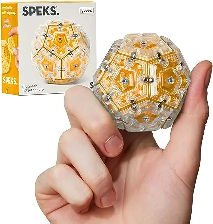 Speks Geode Magnetic Fidget Sphere - Pentagons 12-Piece Set - Aqua - Fun Desk Toy for Adults