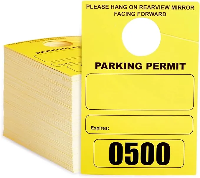 Stockroom Plus 500-Pack Yellow Parking Permit Hang Tag for Car Rearview Mirrors, Bulk Blank Temporary Passes Placards Numbered 0001-0500 for Events, Business, Office (3.15x4.75 in)