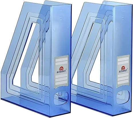 Acrimet Magazine File Holder (Clear Blue Color) (2 - Pack)