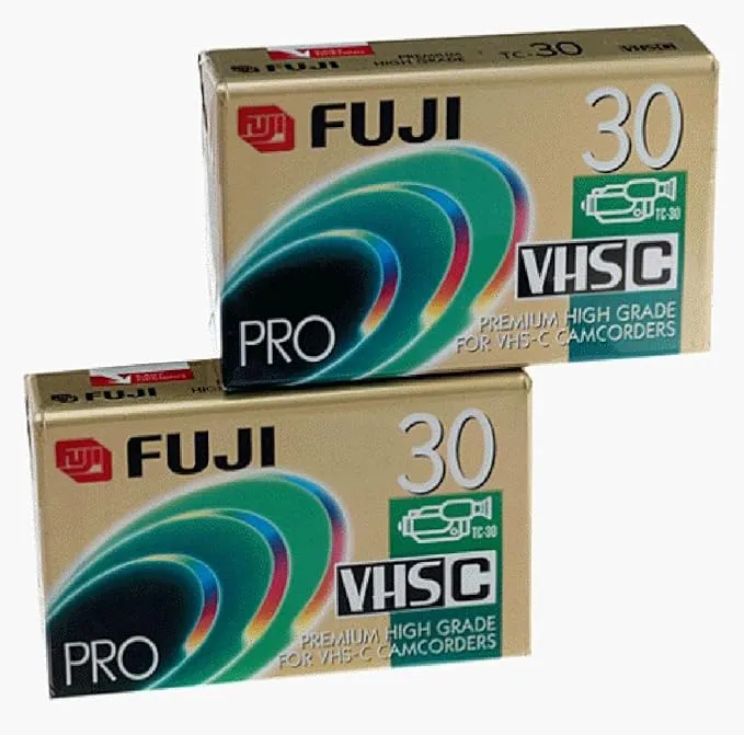 2-Pack of Fujifilm Pro (PHG TC-30) VHS-C Premium High Grade Camcorder Tapes NEW