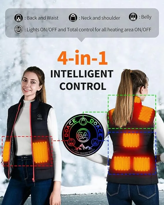 DOACE Heated Vest for Women and Men, Smart Electric Heating Vest Rechargeable, Battery Not Included