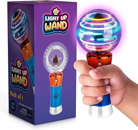 Spinning Light Up Wand for Kids in Gift Box, Rotating LED Ball Toy, Stocking Stuffers for Boys and Girls, Magic Sensory Toy, Fun Party Birthday Gift and Special Needs 3, 4, 5, 6, 7, 8Spinning Light Up Wand for Kids in Gift Box, Rotating LE…