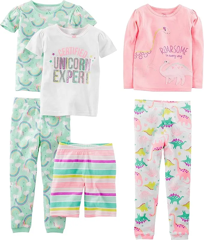 Simple Joys by Carter's Girls' 6-Piece Snug Fit Cotton Pajama Set