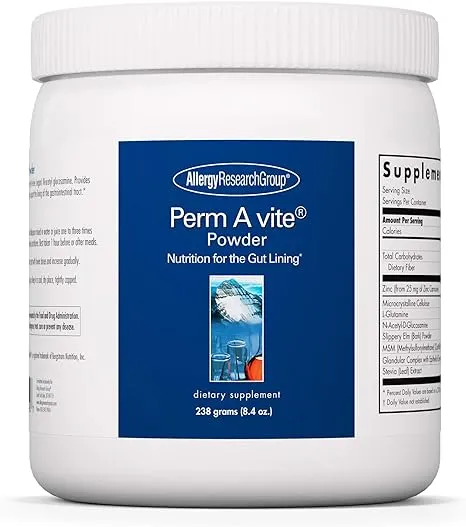 Allergy Research Group Perm A Vite Powder - Gut Health for Men & Women, Gut Assist, Gut Support, Gut Healing, L-Glutamine, Slippery Elm - 8.4 Oz