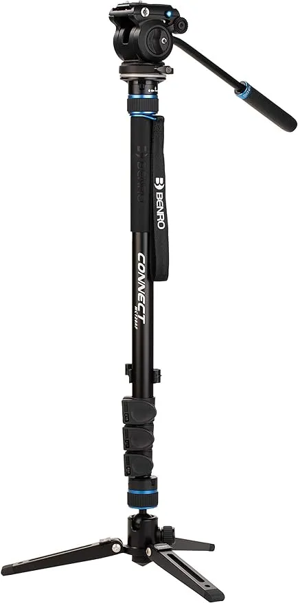 Benro MCT28AF Connect Aluminum Video Monopod with 3-Leg Base and S2 PRO Flat Base Fluid Video Head