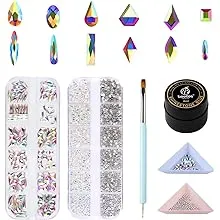 Beetles Gel Polish Nail Art Rhinestones Glue Set, 120+3456 Pcs Crystal Glass AB ...