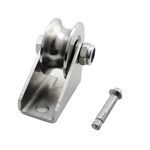 heyous Detachable Oblique Stainless Steel U-Type Groove Sliding Wheel Roller Track Rail Fixed Pulley, Silver Tone