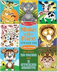 Melissa & Doug Make-a-Face Sticker Pad - Crazy Animals, 20 Faces, 5 Sticker Sheets 