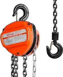 VEVOR Hand Chain Hoist 1 Ton 2200 lbs Capacity 20 ft Come Along G80 Galvanized Carbon Steel with Double-Pawl Brake Auto Chain Leading & 360°