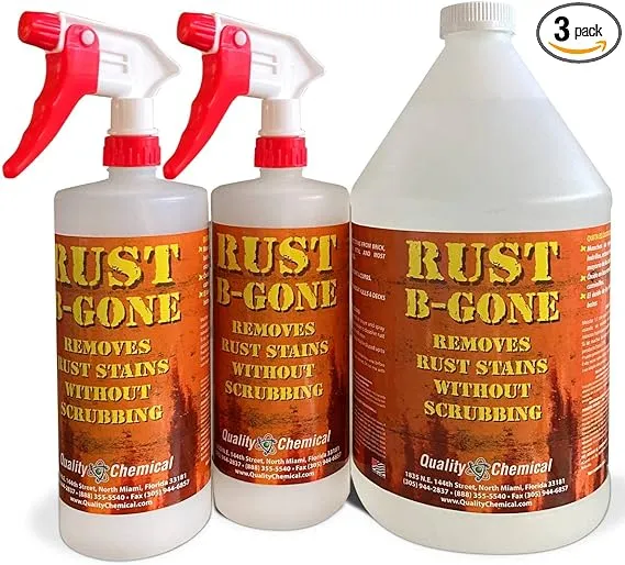 Quality Chemical's Rust-B-Gone Rust Stain Remover/Rust Reformer/Rust Neutralizer for Metal/Metal Rust Remover/Rust Remover/Rust Inhibitor,/Rust Converter for Removing Rust 128 oz (Combo)