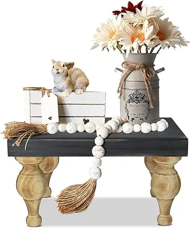 Decorative Wood Tray Riser, Farmhouse Pedestal Stand for Decor &amp; Display, Rustic