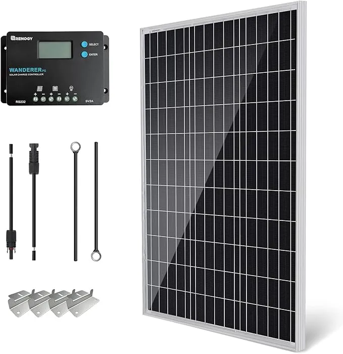 Renogy 100W 12V Monocrystalline Solar Starter Kit w/Wanderer 10A Charger Controller