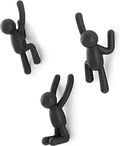 Umbra Buddy Wall Hooks, Black, Set of 3