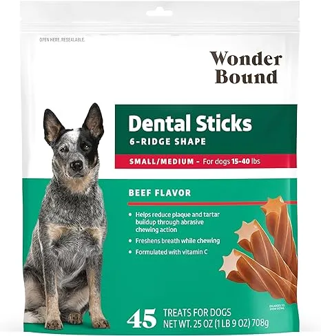 Amazon Brand Wonder Bound Beef Flavor Dental Sticks