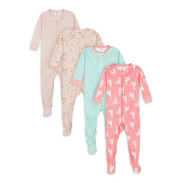 Gerber Baby & Baby Neutral Snug Fit Footed Cotton Pajamas 4-Pack