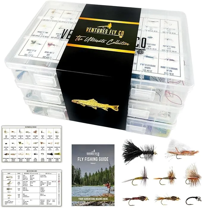 Ventures Fly Co. The Ultimate Collection 200 Premium Hand Tied Fly Fishing Flies Assortment