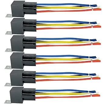 irhapsody 80/60Amp 12v 5-pin Relay Kit, spdt 12-Volt Automotive Relay with Heavy-Duty Pigtail, 6-Pack