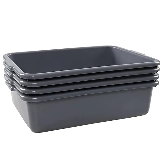 Set of 4 Plastic Bus Boxes Commercial Bus Tote/Bus Tub Grey 8 L