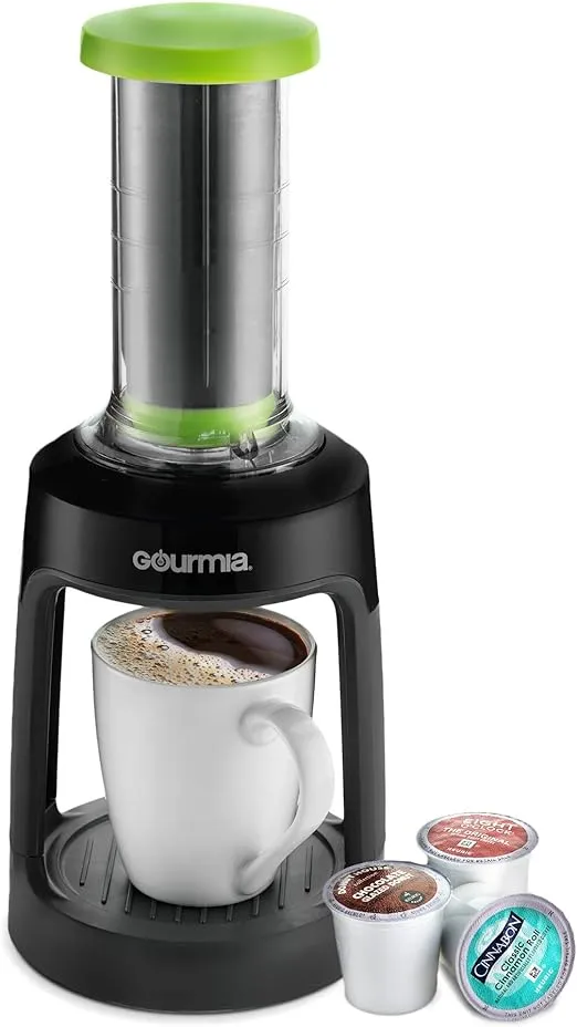 Gourmia GKCP135 Manual Coffee Brewer - Single Serve Manual Hand French Press Coffee Maker - No Electricity - Brew Coffee Anywhere - Green