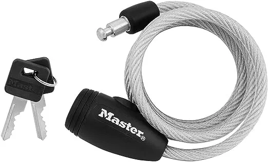 Master Lock 8109D Compact Cable Lock, Silver, 5-Foot X 5/16-inch , Gray