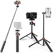 Uurig Camera Tripod, 52 inch Extendable Phone Selfie Stick Camera Tripod Stand ...