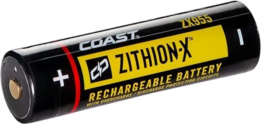 Coast ZX955 ZITHION-X Li-Ion Rechargeable Battery for The EAL18, PM300, PM310, and XPH34R LED Lights, (Black)