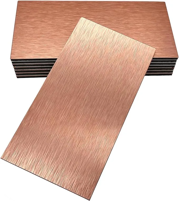 Aluminum Peel and Stick Backsplash Panels - 3"x6" Brushed Copper Kitchen Wall Decor, 80-Pack (Copper Color)