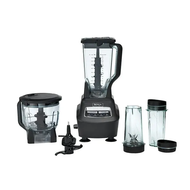 Ninja BL770 Mega Kitchen System, 1500W, 4 Functions for Smoothies, Processing, Dough, Drinks & More, with 72-oz.* Blender Pitcher, 64-oz. Processor Bowl, (2) 16-oz. To-Go Cups & (2) Lids, Black