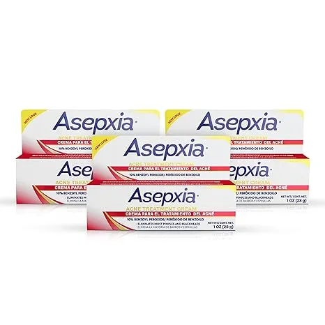 Asepxia Acne Spot Treatment Cream with 10% Benzoyl Peroxide - Fast-Acting Formula for Pimples and Blackheads, Dermatologist-Recommended, Non-Greasy, 1 oz (28g), Pack of 3