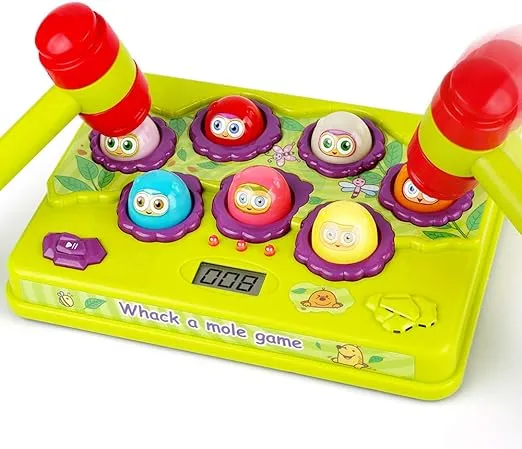 BAODLON Interactive Pound a Mole Game, Toddler Toys, Light-Up Musical Pounding Toy, Early Developmental Toy, Fun Gift for Age 3, 4, 5 Years Old Kids, Boys, Girls, 2 Soft Hammers Included