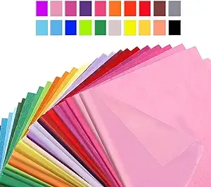 Multicolored Tissue Paper 20"x26" 100 Pack, 25 Colors, Art Tissue for Gifts, Games, Birthdays, Easter, Mothers Day, Graduations, Gift Wrap, Crafts, DIY Paper Flowers and More