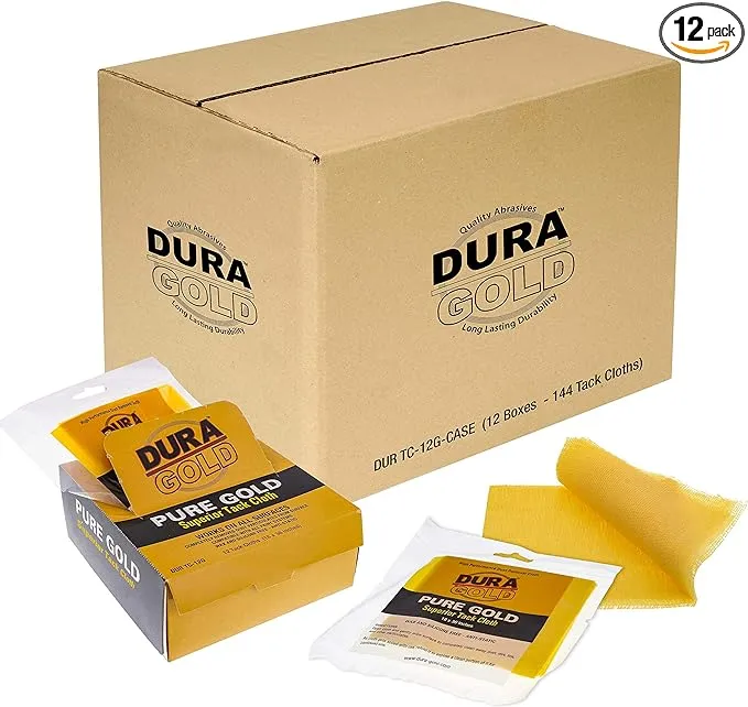 Dura-Gold - Pure Gold Woodworker and Painters Grade - Gold Superior Tack Cloths - (Box of 12)