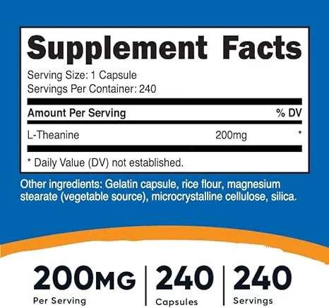 Nutricost L-Theanine 200mg, 120 Capsules, Double Strength - Non-GMO, Gluten Free