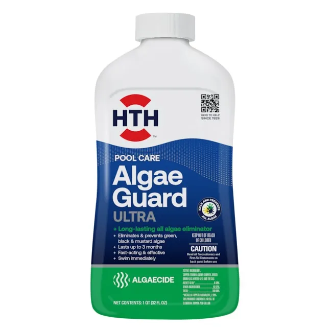 HTH 67289 Swimming Pool Care Algae Guard Ultra, Swimming Pool Chemical, Long Lasting Formula, 32 fl oz