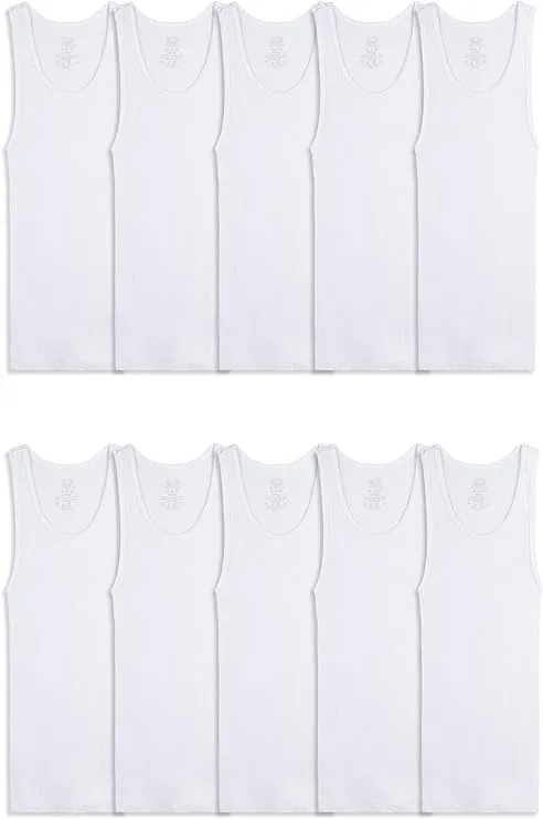 Fruit of the Loom White Tank A-Shirts, 5 Pack (Little Boys & Big Boys)