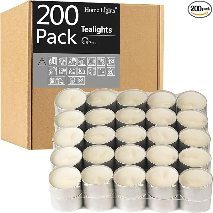 Tealight Candles - 4 Hours - Giant 100,200,300 Bulk Packs - White Unscented European Votive Smokeless Tea Lights for Shabbat, Weddings, Christmas, Home Decorative- 100 Pack