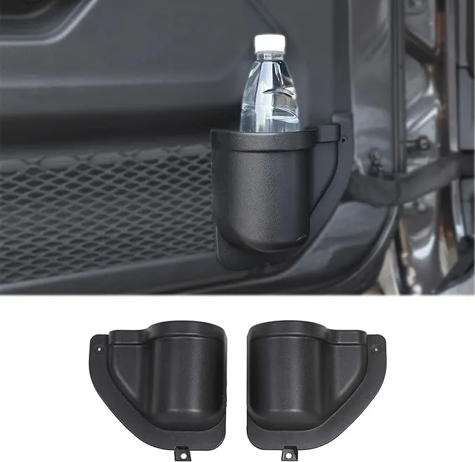 JeCar Door Pocket Front Door Storage Box Door Cup Holder Interior Accessories Compatible with Jeep Wrangler 2018-2023 JL JLU 2/4-Door, Black