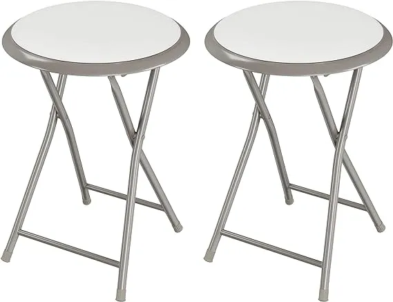 Lavish Home 18-inch Folding Stool, White - Set of 2