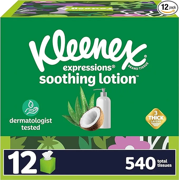 Kleenex Soothing Lotion Coconut Oil Facial Tissues