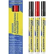 ALCOHOL RESISTANT Markers, FINE POINT, Designed for Industrial, Laboratory & Hospital Use, 3 per Pack: 1 Red & 2 Black