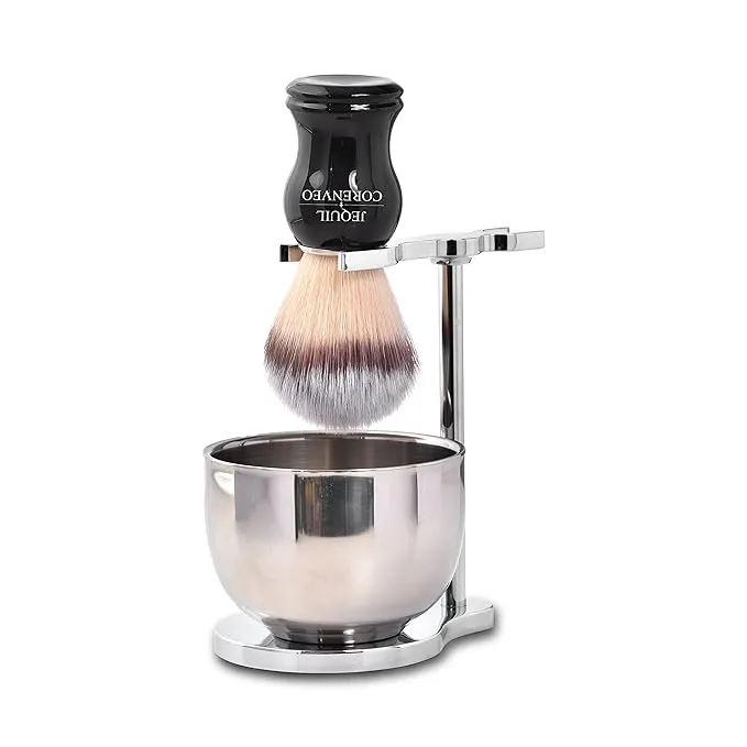 Shaving Brush Set for Men, 3pcs Shaving Set Includes Shaving Brush Shaving Bowl and Brush Stand