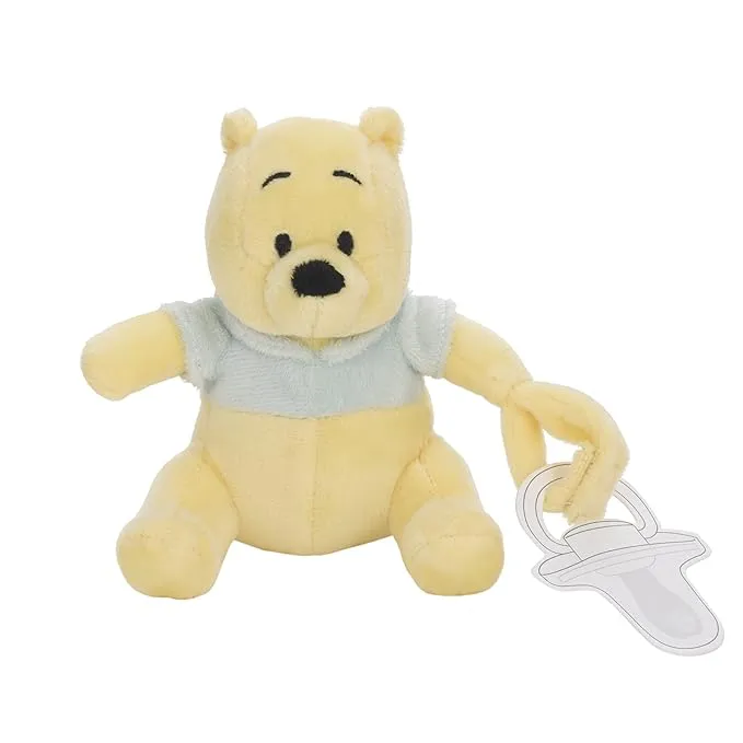 Disney Winnie The Pooh Yellow and Aqua Plush Buddy Pacifier Holder