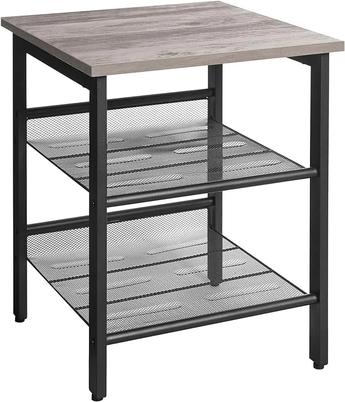 VASAGLE Adjustable Mesh Shelves Nightstand