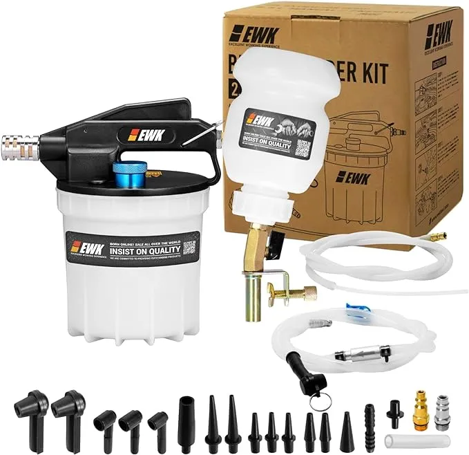 Pneumatic 2L Vacuum Brake Bleeder Fluid Extractor Pump Kit,Hands-Free Operation Air Pressure Brake Bleeder Tool with Adapters & 1L Refilling Bottle