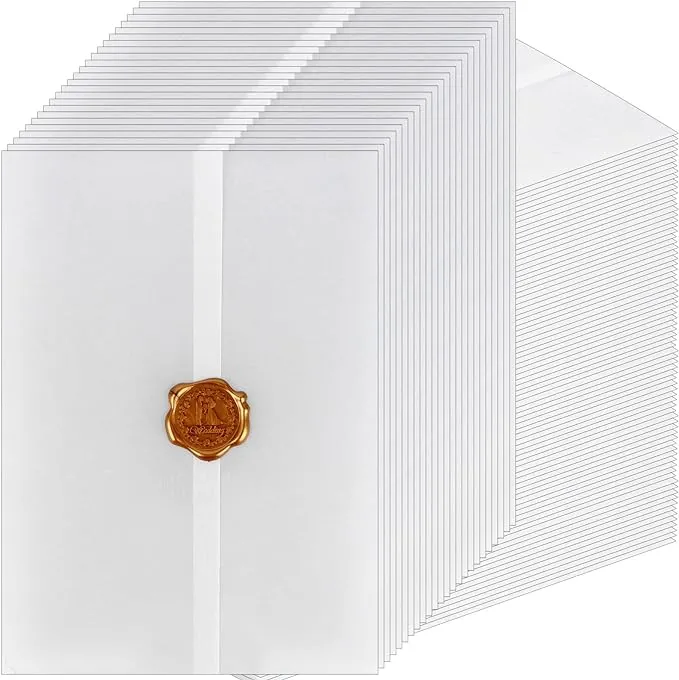 200 Pcs Pre-Folded Vellum Jackets for 5 x 7 Invitations Translucent Wedding I...