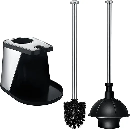 ToiletTree Products Modern Deluxe Freestanding Toilet Brush and Plunger Combo (Black - 7.5" x 9" x 20.5")