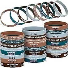 32 Pcs Religious Rubber Bracelets Bible Verse Silicone Bracelets Christian Silicone Wristbands Scripture Rubber Bracelets Spiritual Inspirational Wristbands for Men Women