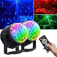 Apeocose [2-Pack] Disco Ball DJ Lights, Sound Activated RGB Party Light Rotating Stage Strobe Lamp with Wireless Remote for Halloween Decorations Christmas Room Decor Birthday Bachelorette Party Zumba